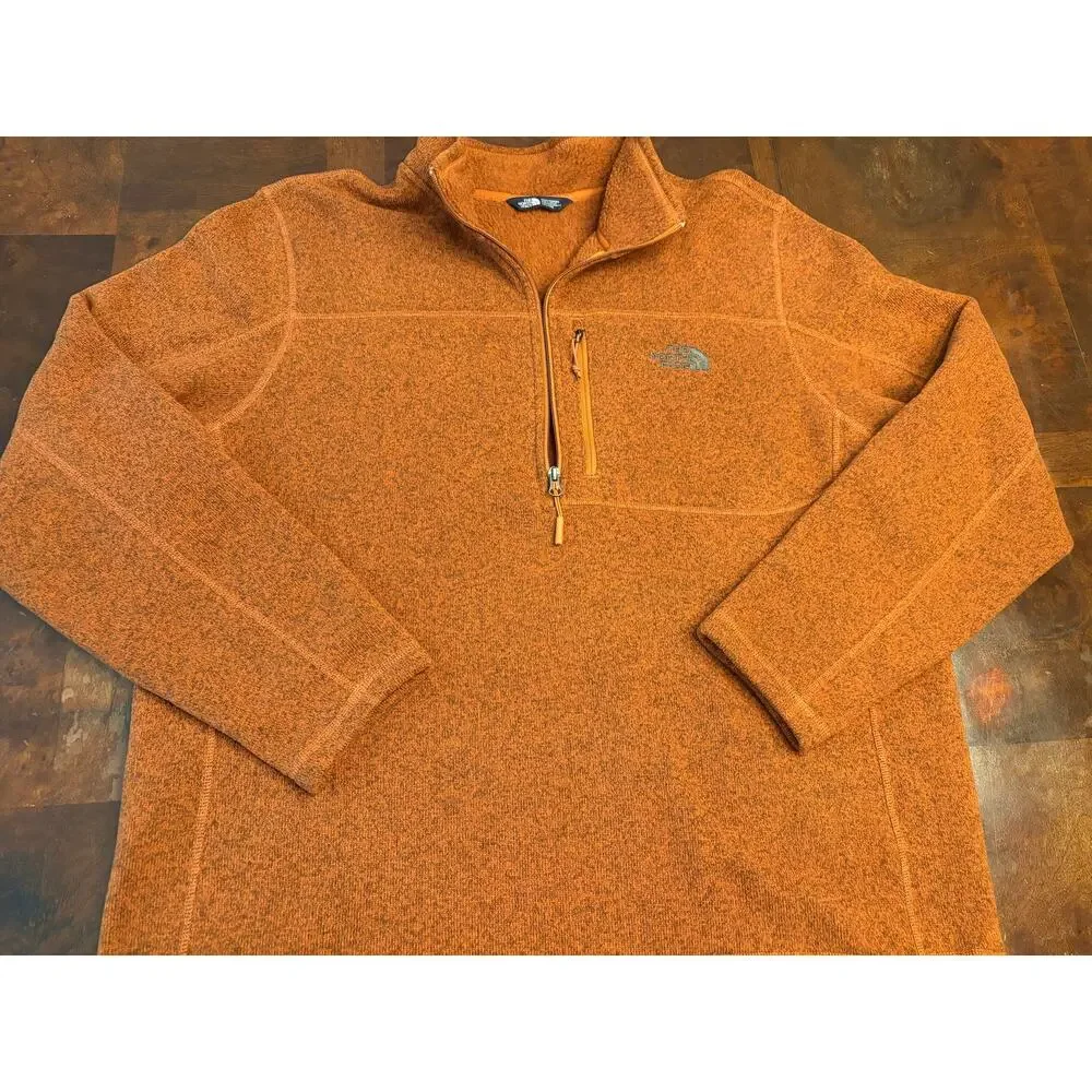 The North Face Mens XXL Orange Heather 1/4 Zip Fleece Pullover